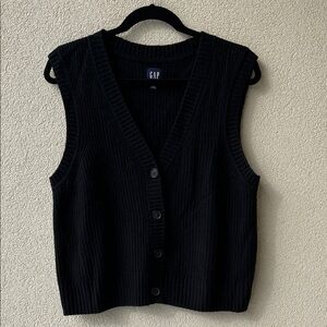 Gap Cashsoft Black Ribbed Sweater Vest